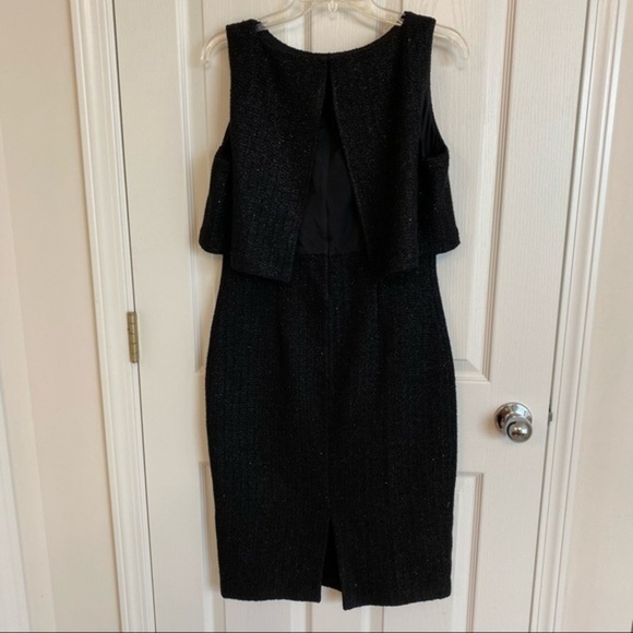 ST. JOHN Metallic Tweed Sleeveless Midi Dress in Black Size 10 - Picture 8 of 10